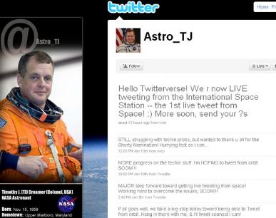 O Twitter do astronauta T.J. Creamer