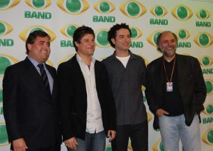 Marcelo Mainardi, Edgar Piccoli, Marco Luque e Hélio Vargas na coletiva de imprensa da Band