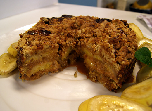 Cuca de Banana com Aveia e Doce de Leite