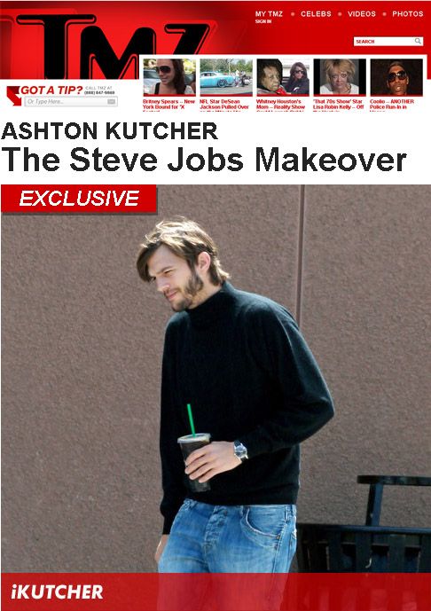 Ashton Kutcher é fotografado vestido como Steve Jobs 