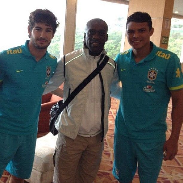 Seedorf posa para foto com Pato e Thiago Silva / Reprodução/Instagram