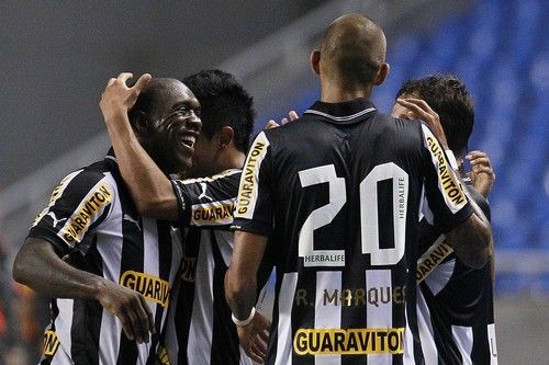Seedorf comemora gol com os companheiros na vitória do Botafogo / AGIF