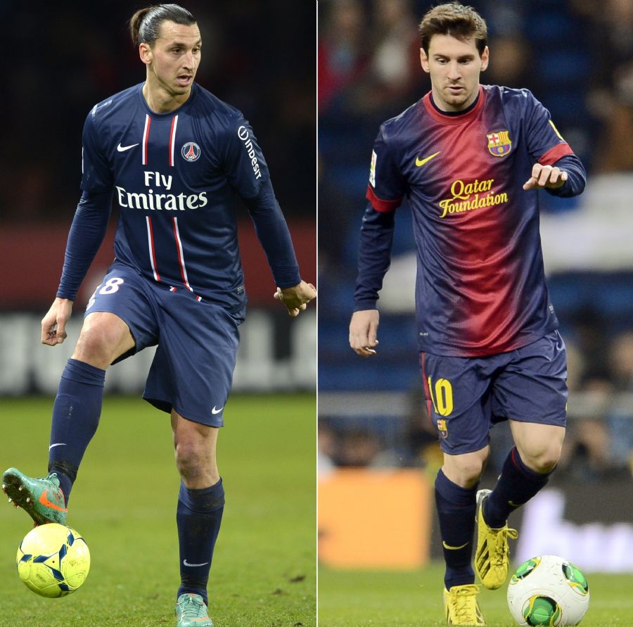 Ibrahimovic e Messi estarão frente a frente na partida desta terça-feira / AFP