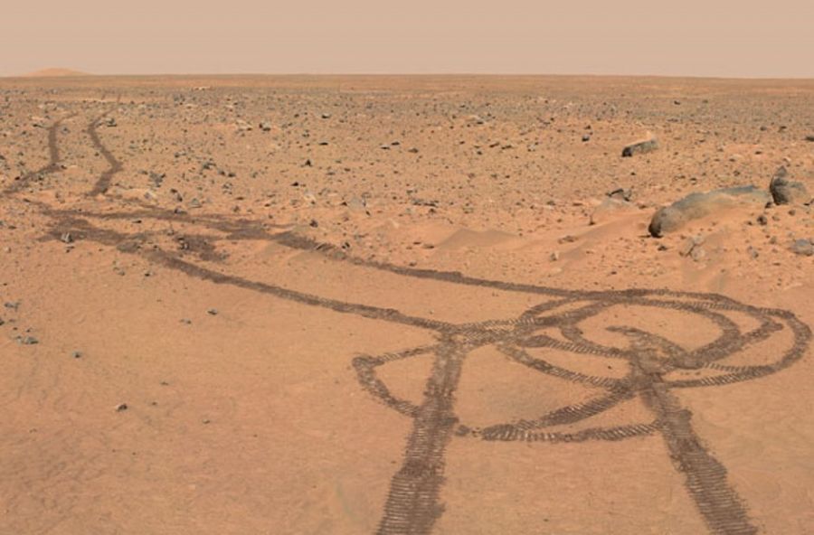 Pênis gigante foi desenhado acidentalmente em solo marciano / Divulgação/Nasa