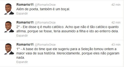 Romário critica Pelé na em sua conta do twitter