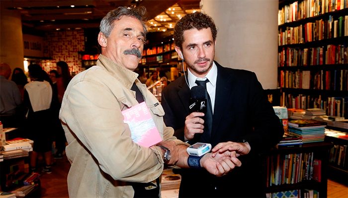 Oscar Magrini e Felipe Andreoli na livraria do shopping / Roberto Filho/AgNews