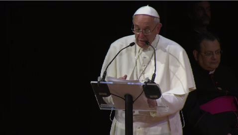 Papa discursou no Theatro Municipal do Rio de Janeiro / Reprodução/Portal da Band