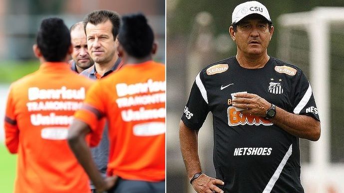 Dunga e Muricy contam com a simpatia do torcedor colorado / Alexandre Lops/Site do Internacional e Ricardo Saibun/Divulgação Santos FC
