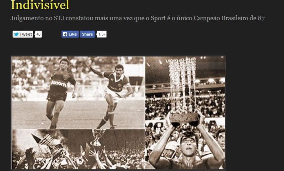Sport comemorou em seu site a vitória nos tribunais / Reprodução?Site Oficial do Sport