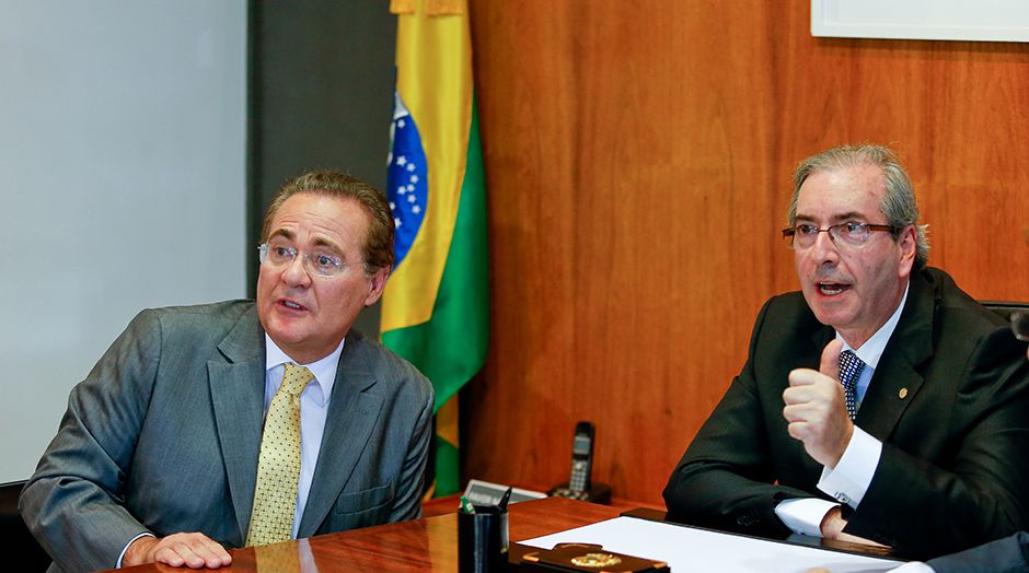 Nomes de Renan Calheiros (esq.) e Eduardo Cunha eram dados como certos na lista / Pedro Ladeira/Folhapress