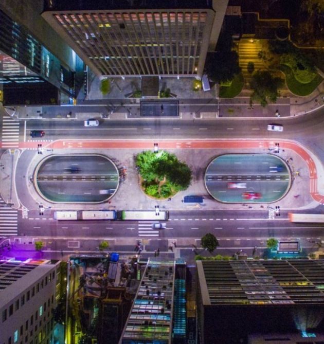 Na foto, a Praça do Ciclista