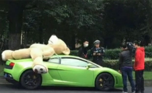 urso em lamborghini na China