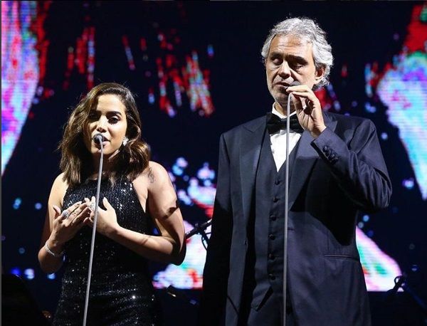 Anitta cantou ao lado de Andrea Bocelli