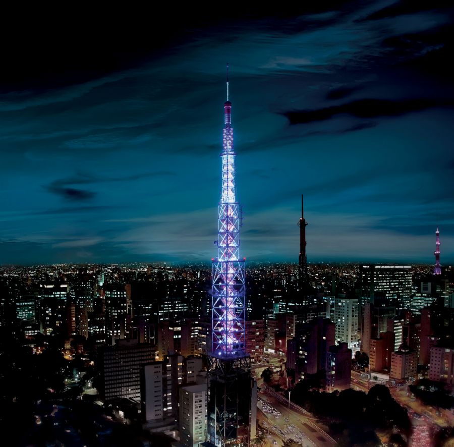 A torre de transmissão da Band irá projetar iluminação especial