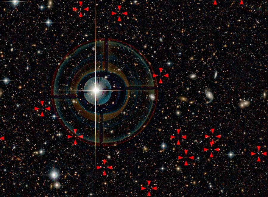 Imagem da parte do cosmo que foi utilizada para a pesquisa dos astrônomos / Foto: Reprodução/ CFHT/IAP/Terapix/CNRS/ESO