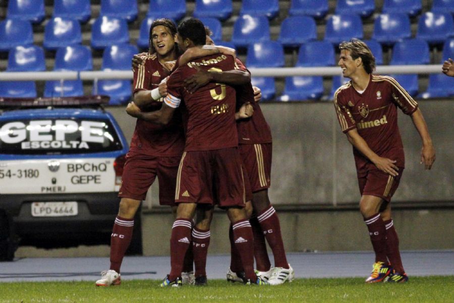 Jogadores do Fluminense comemoram gol na vitória sobre o Internacional / Foto: Caio Amy/Photocamera