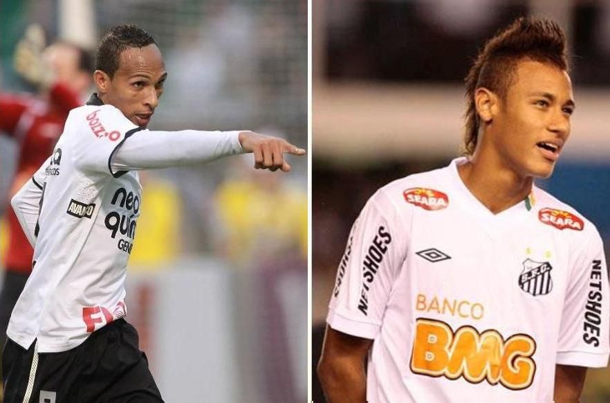 Liedson trava duelo de atacantes com Neymar: Santos desafia tabu no Pacaembu / Evelson de Freitas/AE e Ricardo Saibun/Santos FC
