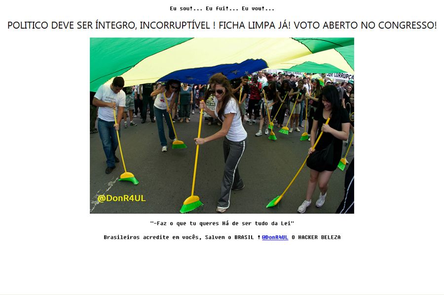Foto e mensagens contra a corrupção foram colocadas na página principal do Blog do Planalto / Reprodução