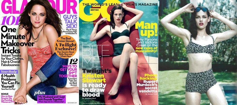 Kristen foi vítima de aplicações de photoshop mal feitas / Reprodução/Glamour/GQ