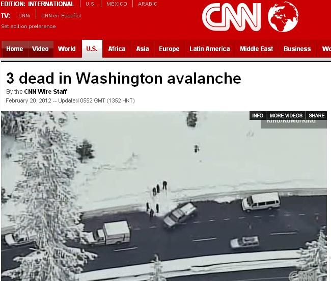 Avalanche deixou mortos e desaparecidos nos EUA / Reprodução/CNN