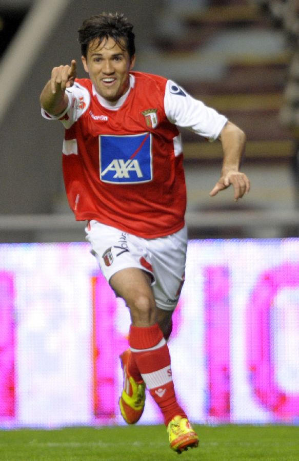 Mossoro comemora um dos gols da vitória do Braga / Miguel Riopa/ AFP