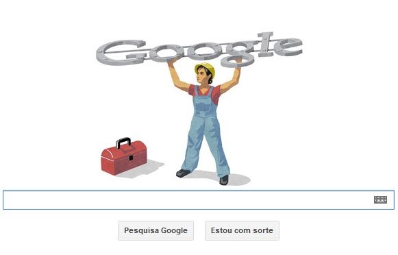 O Doodle mostra um operário segurando o logotipo do Google / Reprodução Google