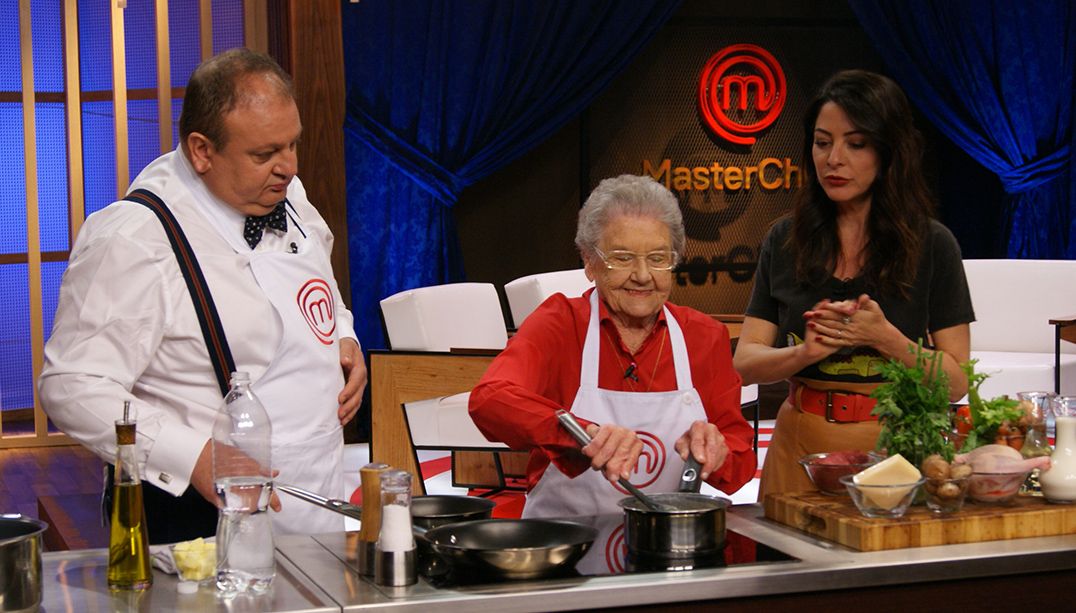 Erick Jacquin, Palmirinha e Ana Paula Padrão preparam polenta Vinícius de Melo/Band