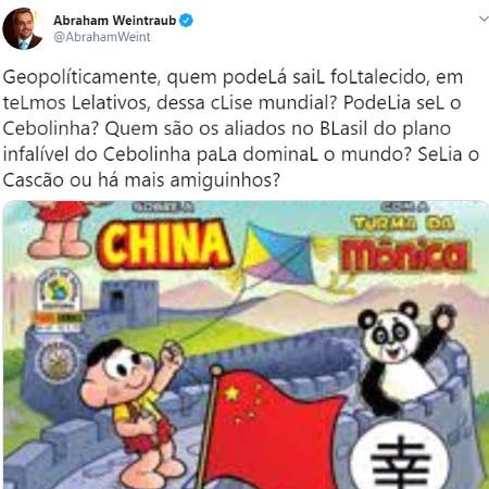 Postagem de Weintraub que causou polêmica com chineses