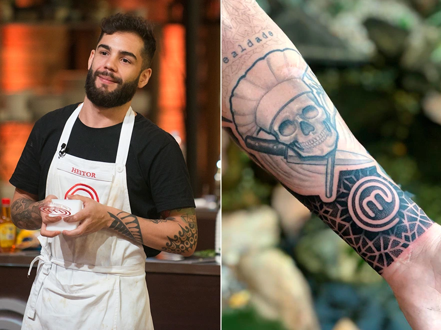 Heitor Cardoso tatuou o símbolo do MasterCHef em um dos braços